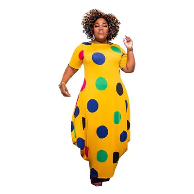 Plus Size Polka Dot Dress Black 2022 Spring Summer