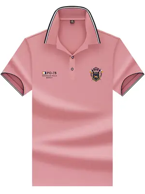 Men's Pink Polo Shirt Short Sleeve Summer Wear