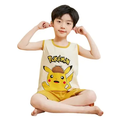 Boys Cotton Cartoon Pajamas Summer Set Small Medium
