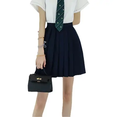 Black Pleated JK Skirt with High Heels for Women