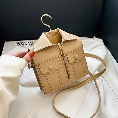 Tanned Leather Shoulder Messenger Bag with Hanger