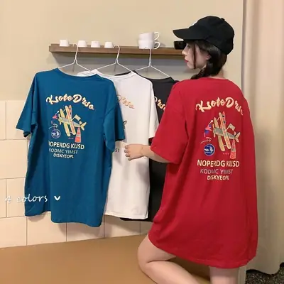 Front & Back Printed Korean Style Women's T-Shirt