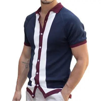 Men's Navy Maroon Polo Shirt SY0008