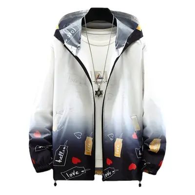Men's White Graphic Hoodie Jacket Large 2022 Summer