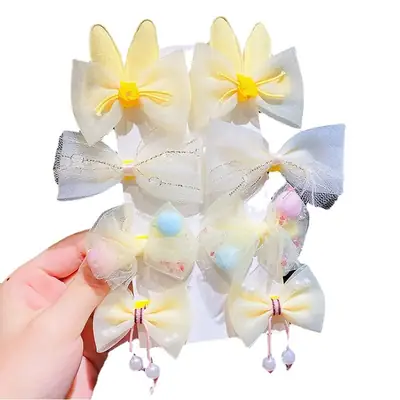 Girls' Glitter Bow Hairpins with Pearl Tails