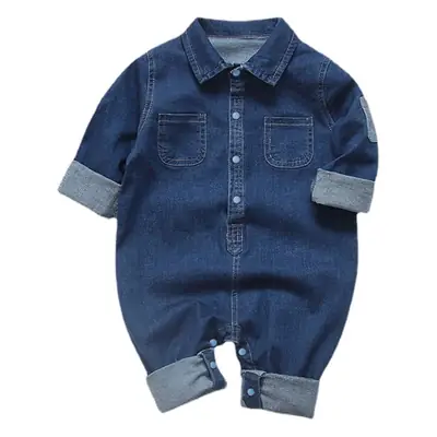 Boys Denim Button Collar Shirt Blue