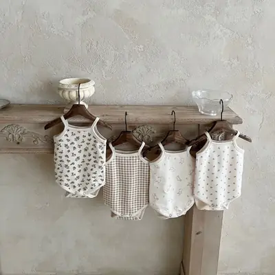 Baby Printed Cotton Vest with Bow Design