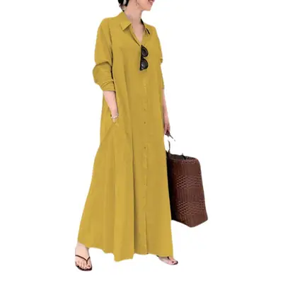 Black Lapel Long Sleeve Pocket Dress for Women