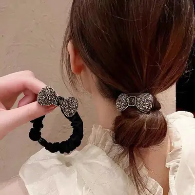 Black Korean Bow Hairband Set for Women