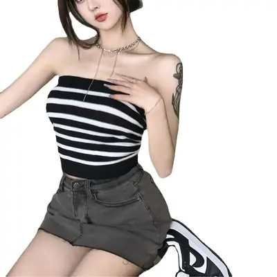 Women Striped Knitted Sleeveless Top 2022