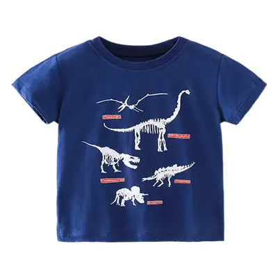 Blue Kids' T-Shirt Pure Cotton Dinosaur Print