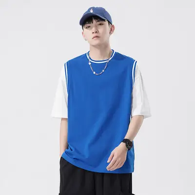 Summer Pink White Short Sleeve T-Shirt for Men