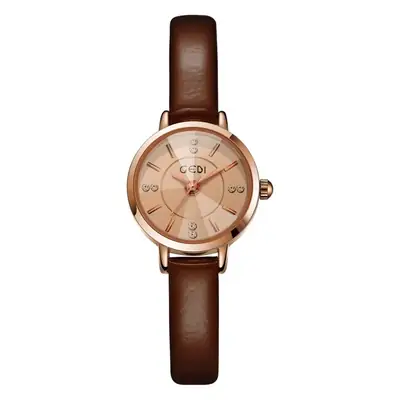 Women's Gedi Korean Style Quartz Watch Rose Gold Black Belt
