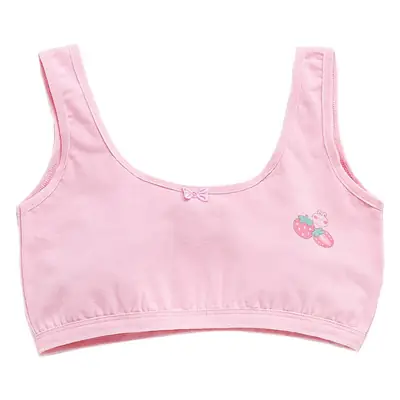 Girls Cotton Vests Tube Bra Pink White 7-14Y
