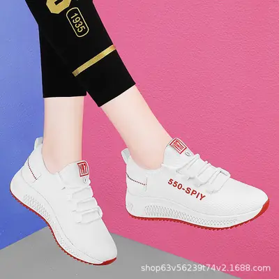 Women's Black Breathable Casual Sneakers with Red Sole