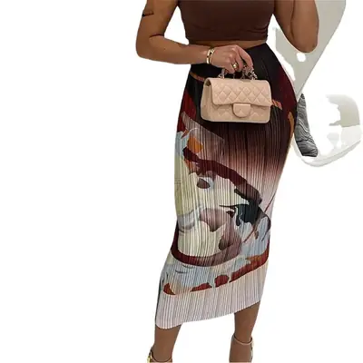 Women Sexy Pit Printed Long Skirt 2022 Summer