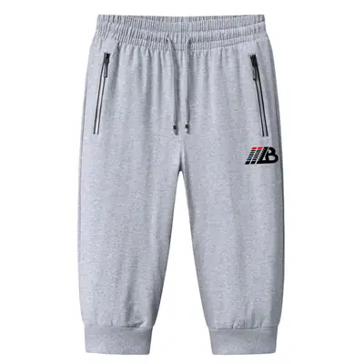 Men Black Cotton Knitted Shorts 7-Piece Sports Beach Capri Pants