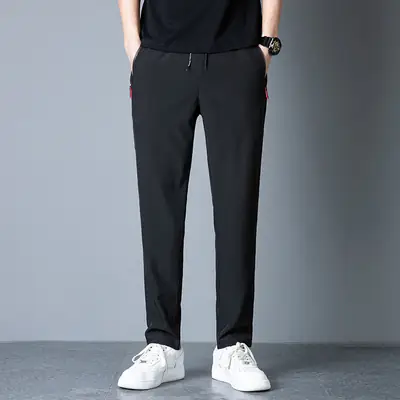 Men's 2022 Slim Fit Ice Silk Trousers Black