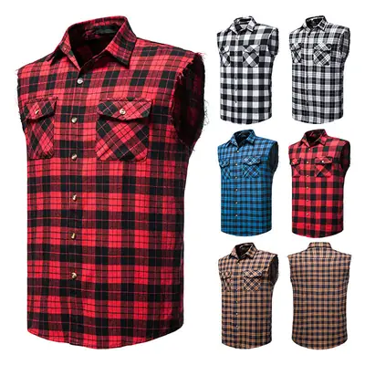 Men's Plaid Sleeveless Shirt Colorful 2023