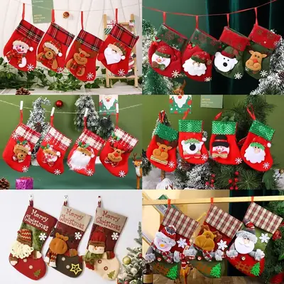 Sequin Santa Claus Bell Christmas Socks Three-Dimensional Christmas Socks Christmas Gift Bag Christmas Tree Pendant
