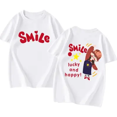 Family T-shirt Set White Smile Graphic for Kids
