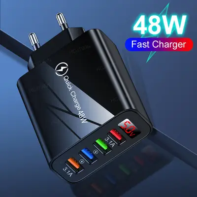 4USB Fast Charger with Digital Display 3.1A