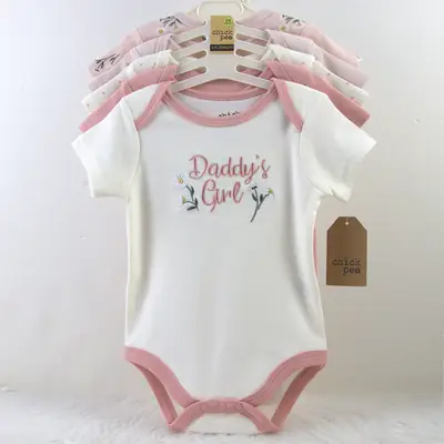 Newborn Baby 5-Pack Bodysuit Set Pink White