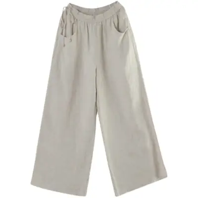 Purple Loose Wide Leg Linen Pants for Women