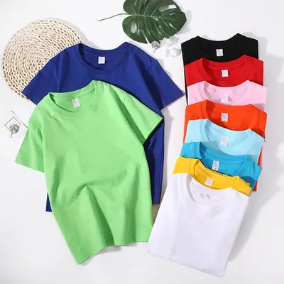 Orange Round Neck T-Shirt for Boys Girls 180g