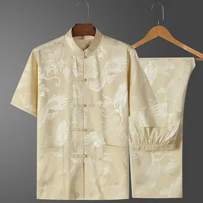 Ice Silk Chinese Tang Suit for Elderly Men