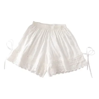 White Japanese-style Drawstring Shorts for Girls