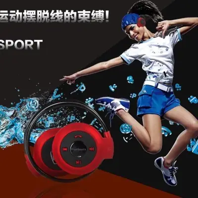Wireless Bluetooth Headset Red Foldable Running Sports