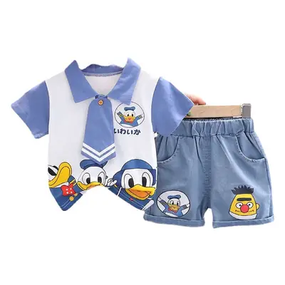 2025 Boys Striped Cotton Shorts Set Grey White