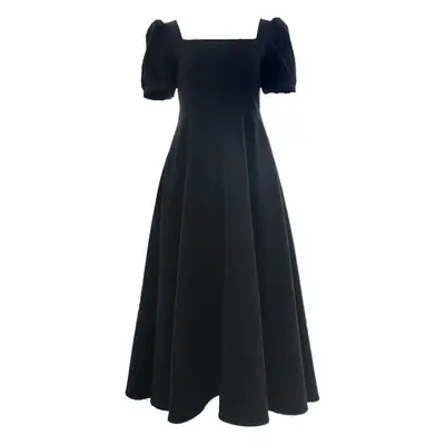 Black Hepburn Style Knee Length Dress for Women 2024