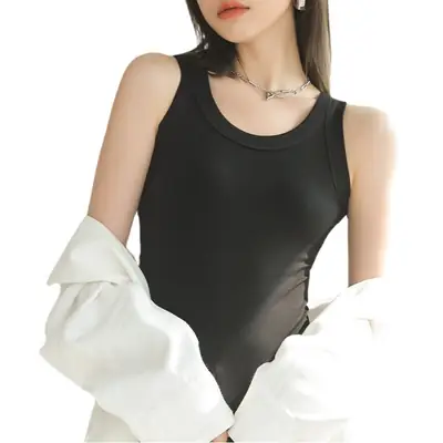 Black Slim Fitting Sports Vest for Women