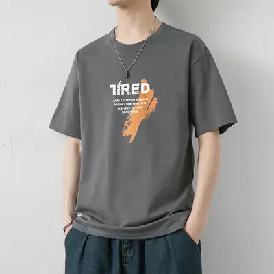 Men Black Graphic Cotton T-Shirt Loose Fit Summer Wear