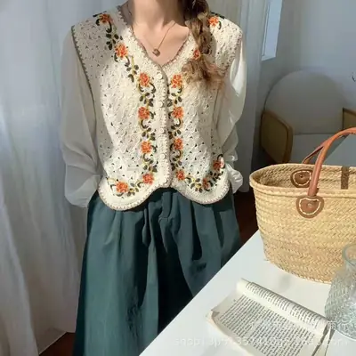 Korean Embroidered Chiffon Shirt Women Elegant All-match
