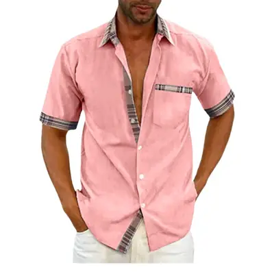 Men's New Blue Short-Sleeved Casual Shirt 2023