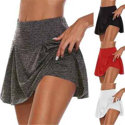 Black Fake Two-Piece Skirt Shorts for Women