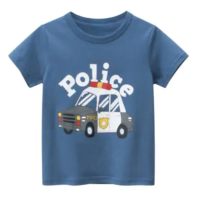 Police Graphic Boys T-Shirt Blue Short Sleeve