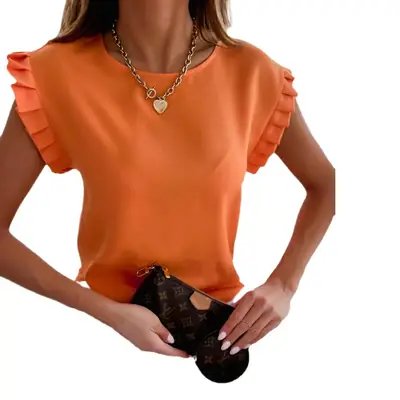 Women's Hot Selling Pleated Round Neck Top