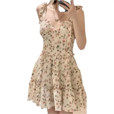 French Floral Skirt Dress Women Summer 2023