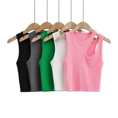 Women's White Asymmetrical Hollow Neck Vest 2022 Summer