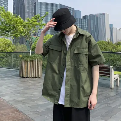 Men Black Korean Style 5-Pc Short Sleeve Shirt