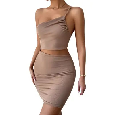 One Shoulder Hollow Hip-Covering Dress Women Summer