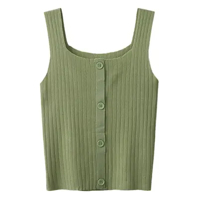 Women Black Knitted Sleeveless Camisole Summer Top