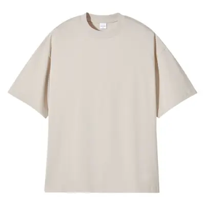 Men White Cotton T-Shirt Shoulder Drop 245g