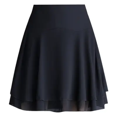 Black Chiffon A-Like Skirt Large Size Elastic Waist