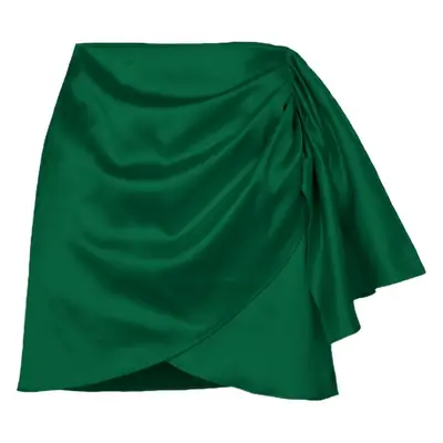 2022 Green Satin Pleated Skirt Set High Waist Shorts