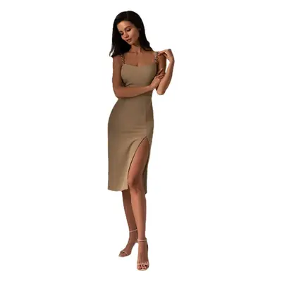 European American Cross-Border Slim U-Neck Dress with Slit Hip Cover
